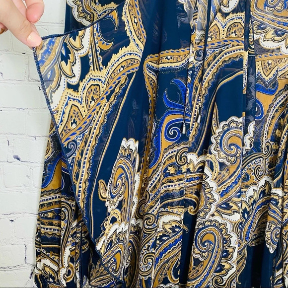 Chico's Blue Brown Paisley Expressions Drama Top Blouse Size Small - Picture 10 of 14